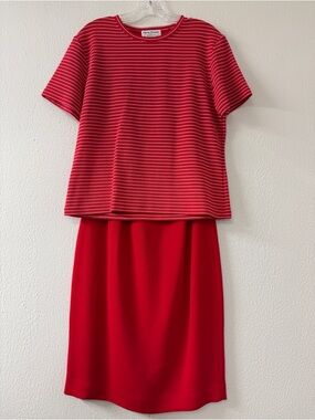 Rena Rowan Red & White Striped Two-Piece Skirt Set